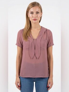 GERARD  MARTIN PINK BLOUSE MARINE TOP SHEER SHIRT VINTAGE CAMISOLE WOMEN SIZE 2